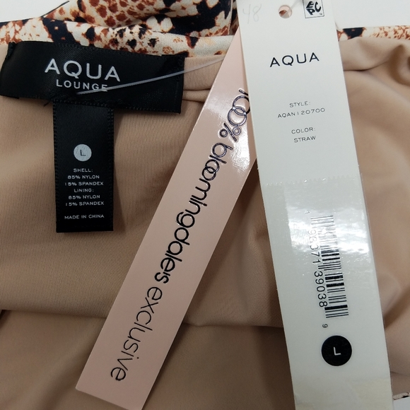 Aqua Bloomingdales Python Scoop Bikini Bottom, L - Picture 5 of 6